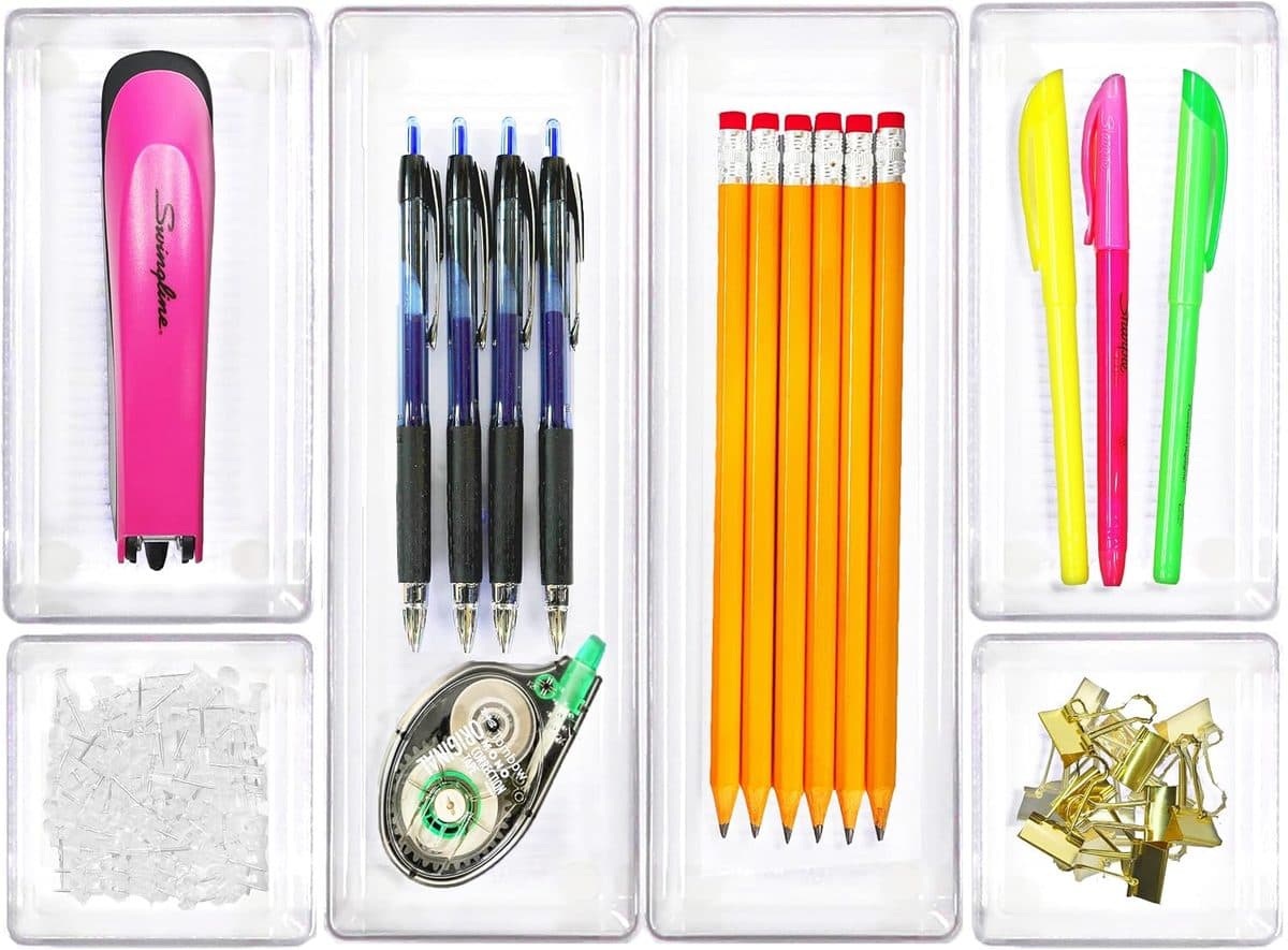 Simple Houseware clear desk drawer organizer 6-pack product photo