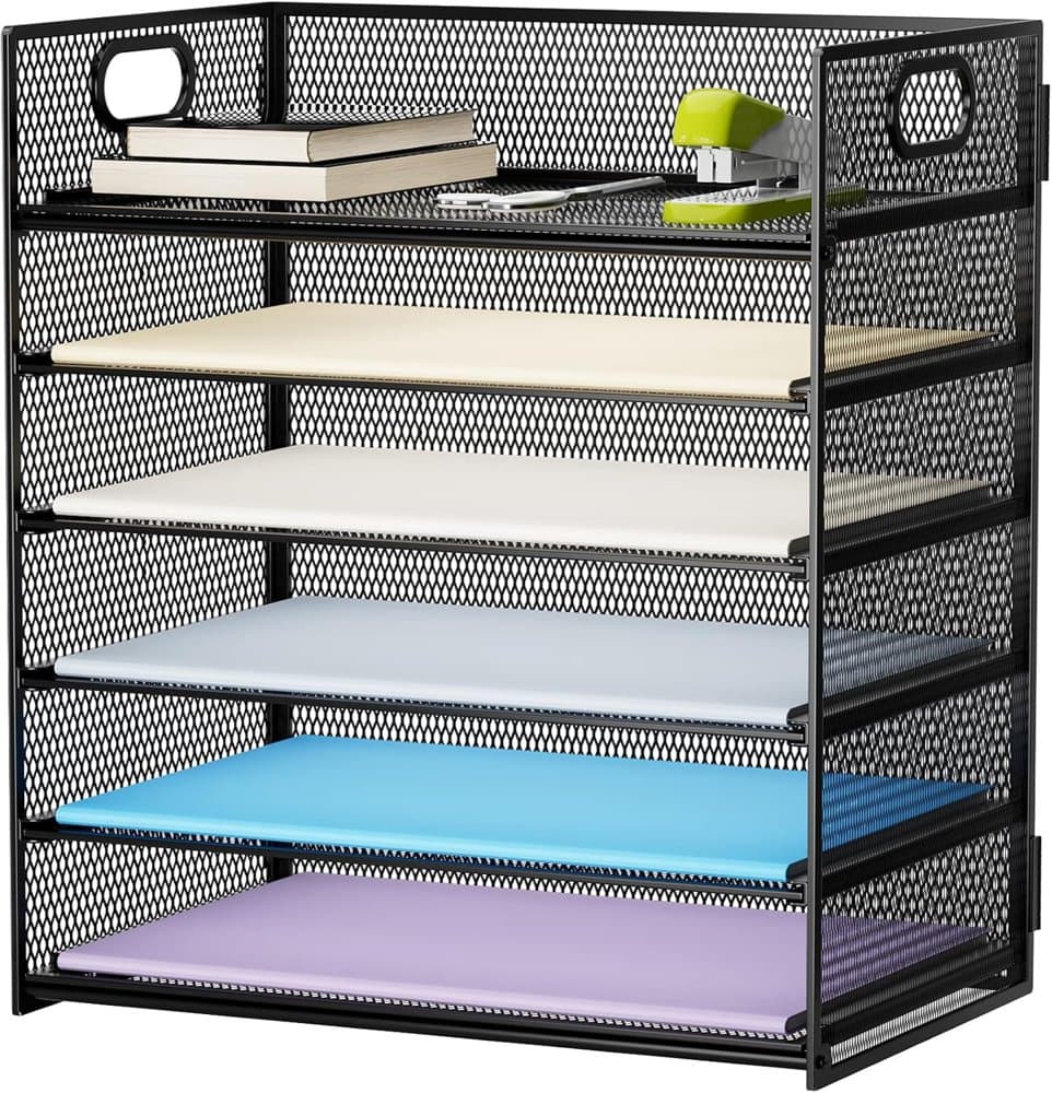 Marbrasse 6 Tier Paper Organizer Letter Tray - Mesh Desk File product photo
