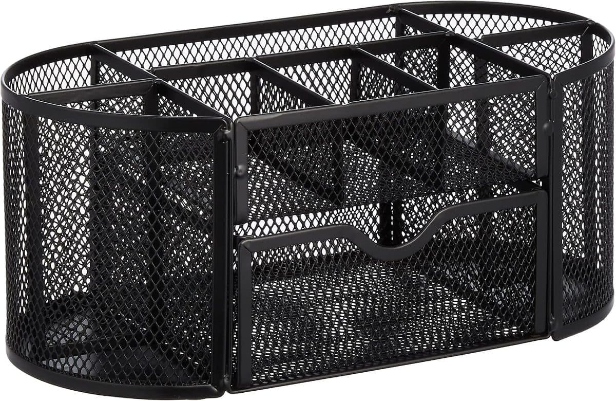 Amazon Basics mesh desk organizer with drawer product photo