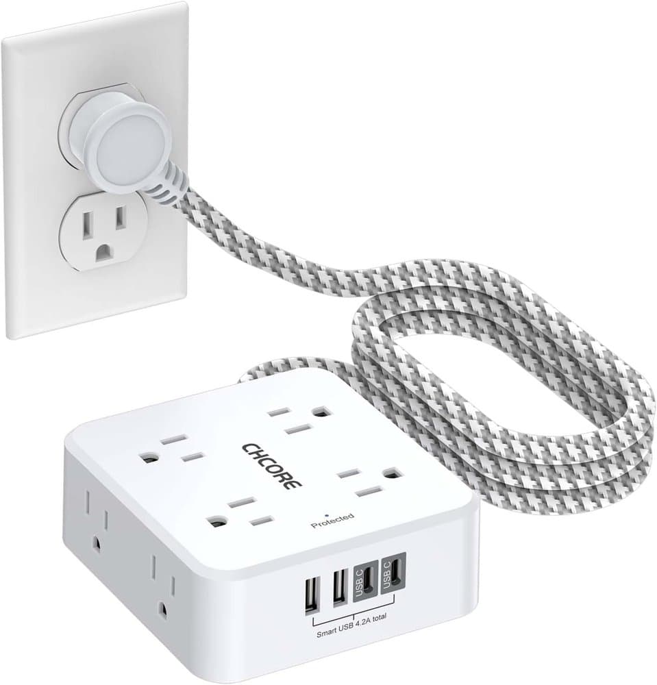 Surge Protector Power Strip - CHCORE 5Ft Braided Extension Cord product photo