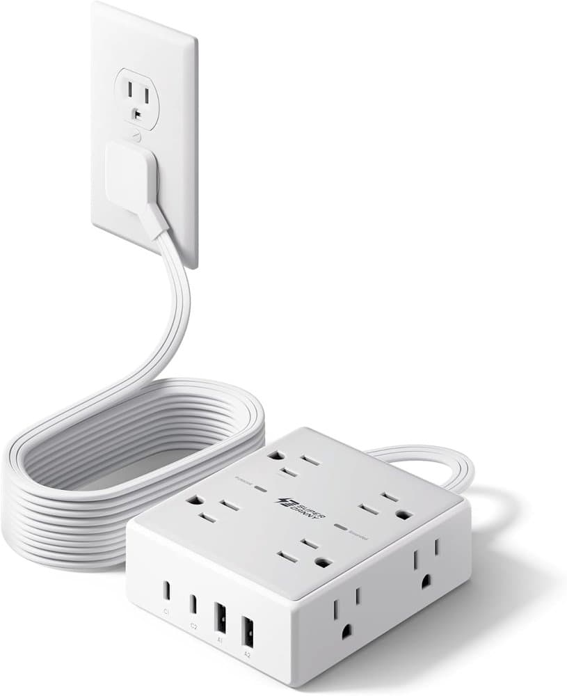 SUPERDANNY Extension Cord,Flat Plug Surge Protector Power product photo