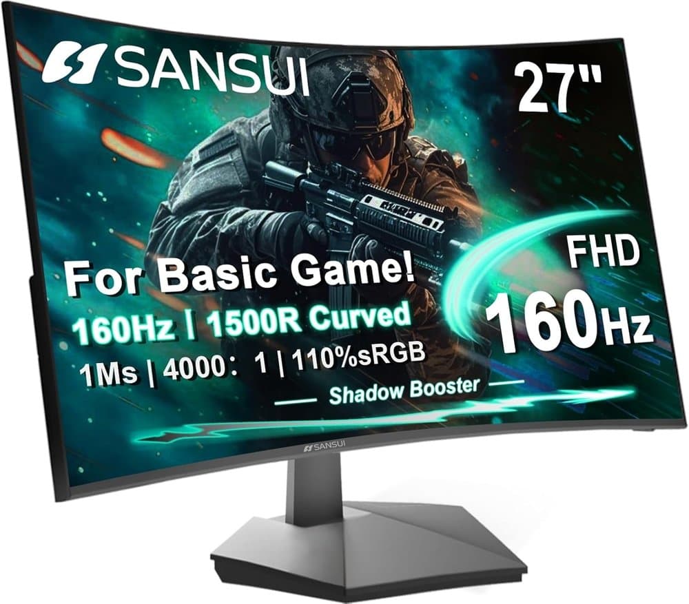 SANSUI 27 Inch Curved 160Hz Gaming Monitor 144Hz FHD 1080P product photo