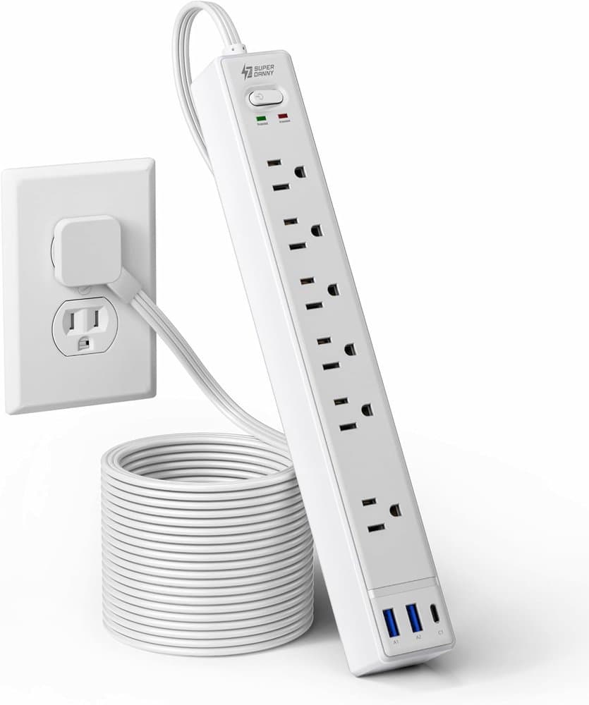 SUPERDANNY 10Ft Flat Extension Cord with Multiple Outlets product photo